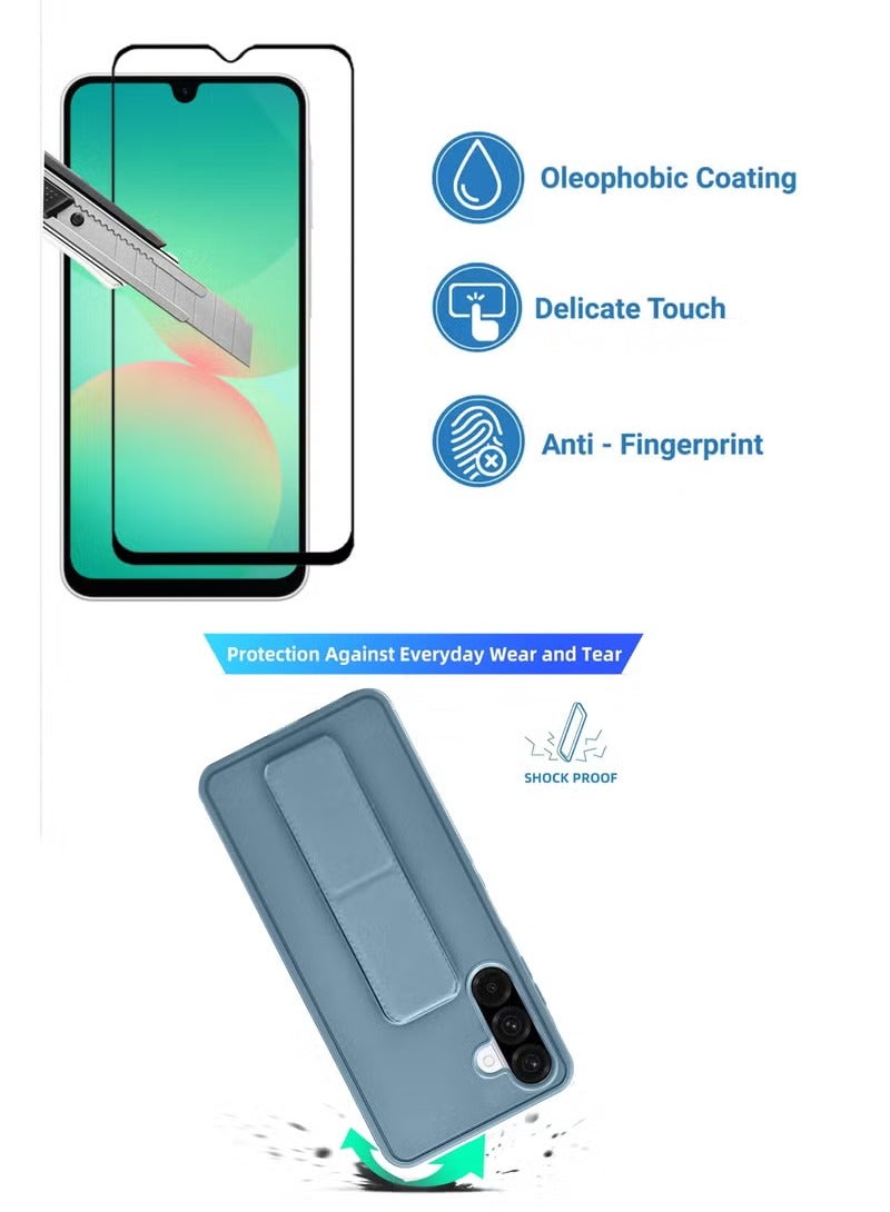 3-in-1 Magnetic Wrist Strap Hand Grip Stand Back Case Cover With Screen Protector for Samsung Galaxy A26-Sky Blue - Image 3