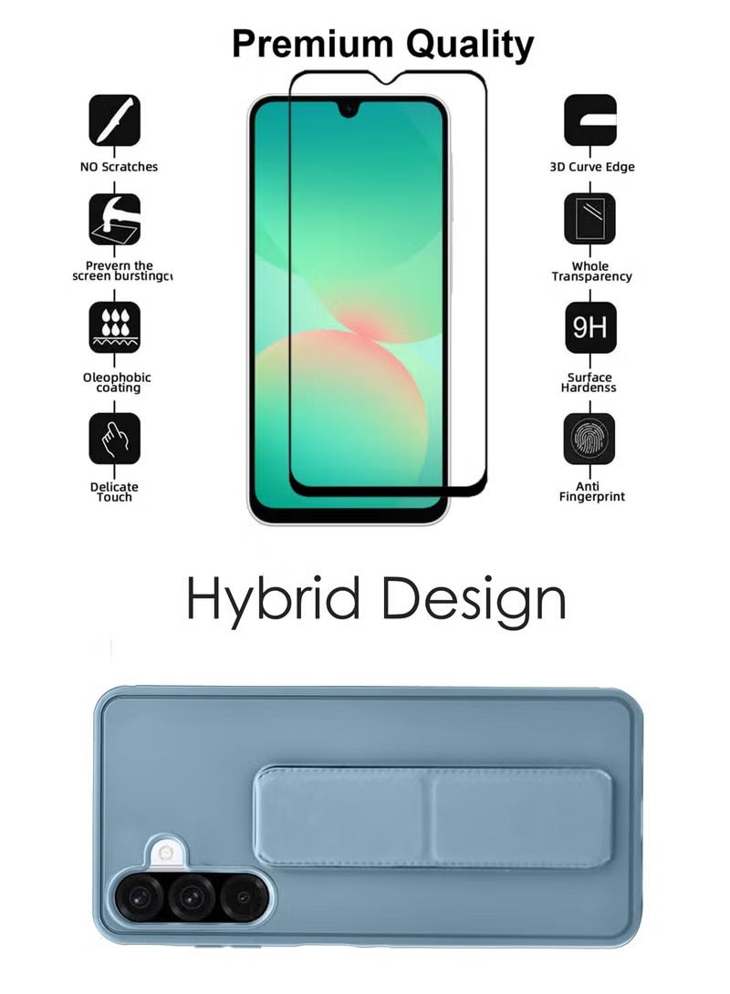 3-in-1 Magnetic Wrist Strap Hand Grip Stand Back Case Cover With Screen Protector for Samsung Galaxy A26-Sky Blue - Image 4