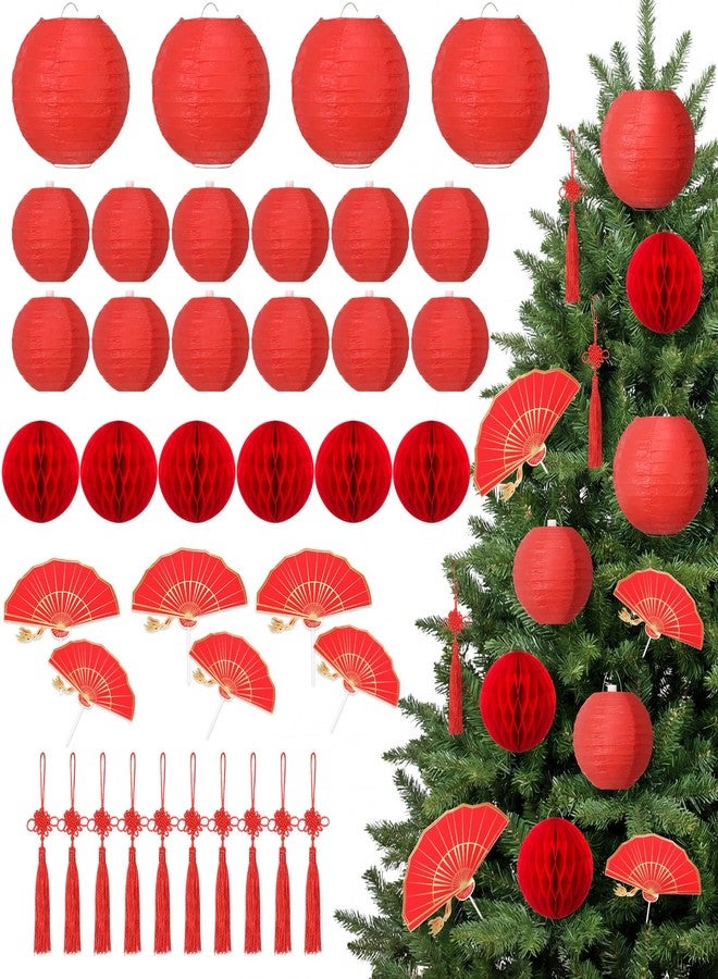 Baquler 35 Pcs Chinese New Year Decorations 2026 Hanging Ornaments Year of The Horse Chinese Red Paper Lanterns Paper Fans Lucky Charm Tree Decor for Spring Festival Party Lunar New Years Decoration - Image 4