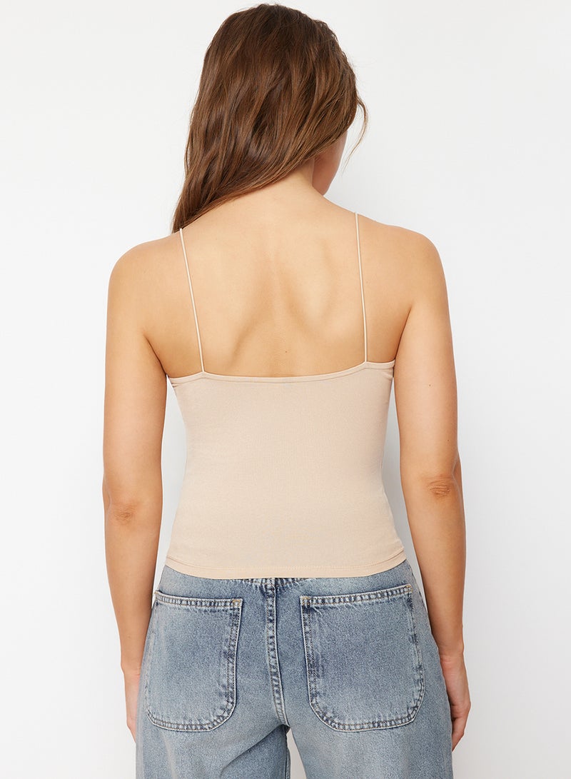 trendyol Stone Strap Cotton Body Fitting Stretch Knitted Tank Top - Image 4