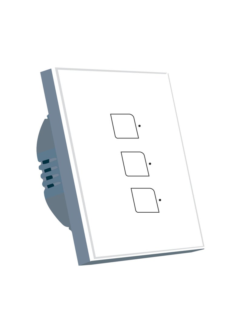 BestCon Smart Switch TC2S - 3 Gang, Touch Control Light Switch, No Neutral Wire, Broadlink RM4 Pro Hub Required To Operate