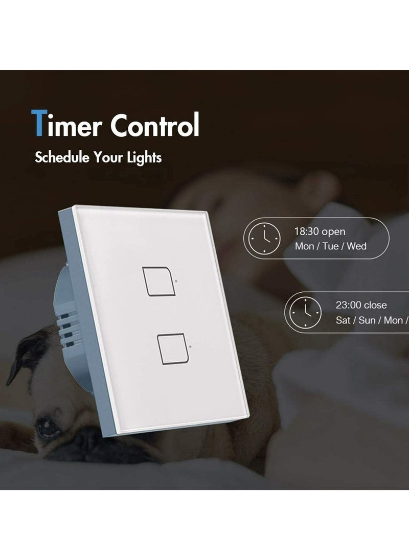 BestCon Smart Switch TC2S - 3 Gang, Touch Control Light Switch, No Neutral Wire, Broadlink RM4 Pro Hub Required To Operate