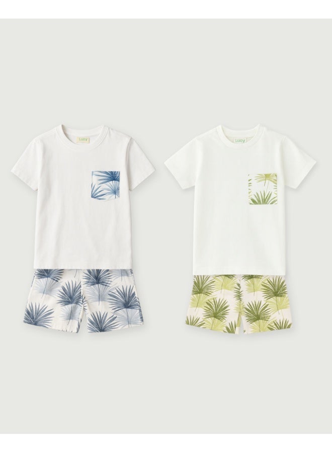 Luay Boys Cotton Co-ord Set of 2| Premium Summer Outfit with Stylish T-Shirt & Shorts | Comfortable Cotton Clothing for Kids | Perfect Daily Wear for Boys (Soft & Lightweight) Green Blue(2-3 Years) - Image 3