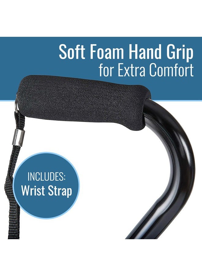 DMI Walking Cane and Walking Stick for Adult Men and Women, FSA Eligible, Lightweight and Adjustable from 33-37 Inches, Supports up to 250 Pounds with Ergonomic Hand Grip and Wrist Strap, Black - Image 2