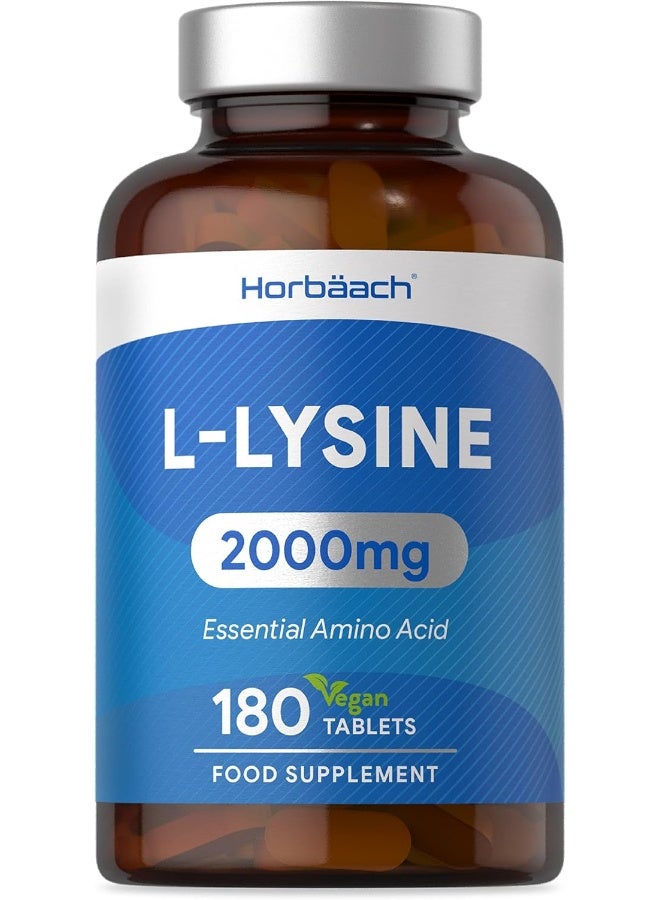 Horbäach L-Lysine 2000mg | 180 Tablets | Essential Amino Acid | Vegan & Vegetarian - Image 1
