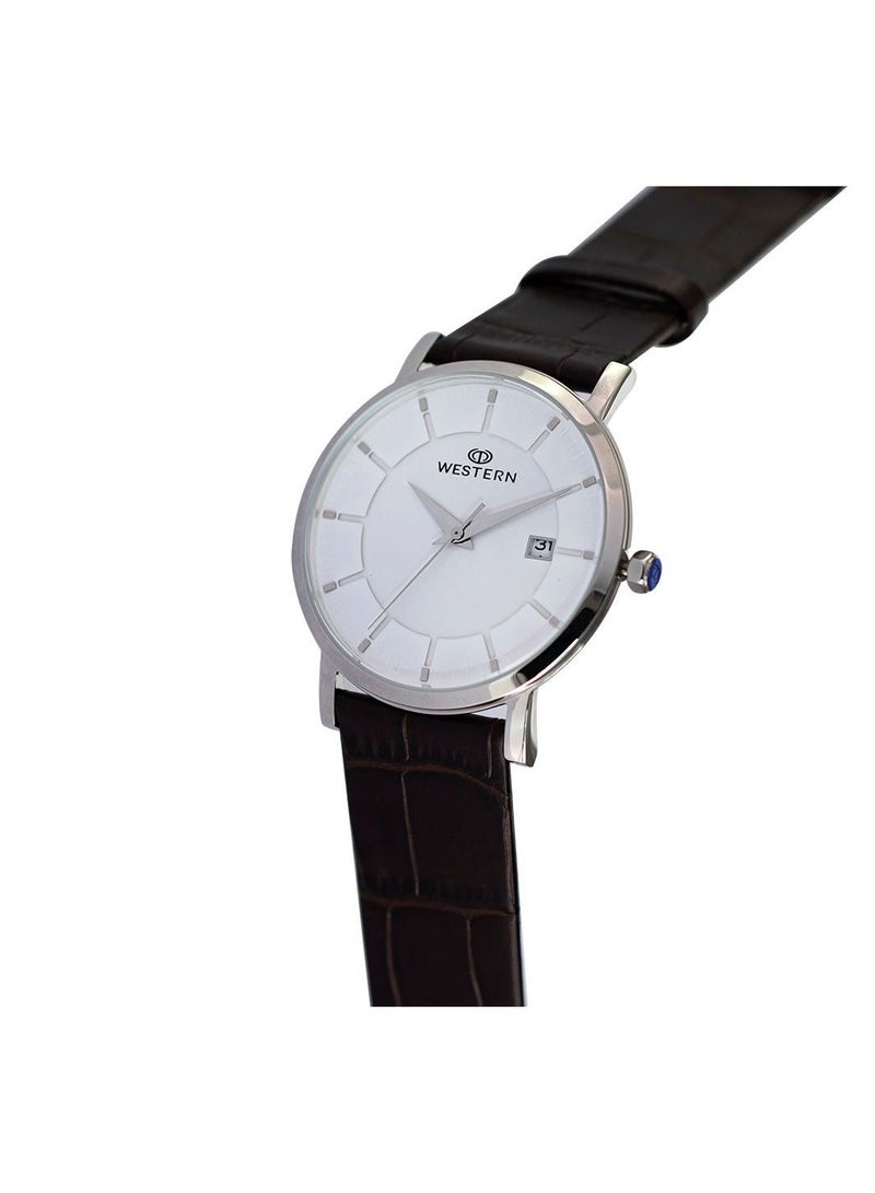Western Men's Quartz Analogue Leather Strap Casual Watch - Image 2
