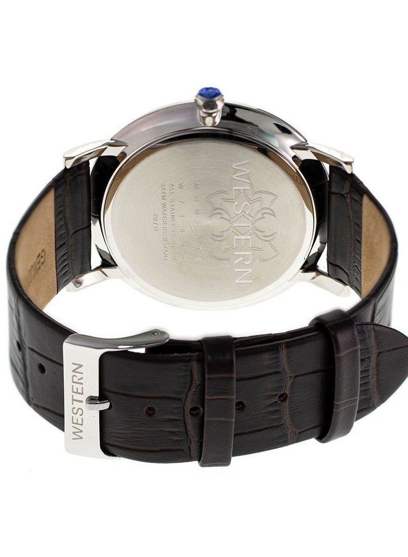 Western Men's Quartz Analogue Leather Strap Casual Watch - Image 3