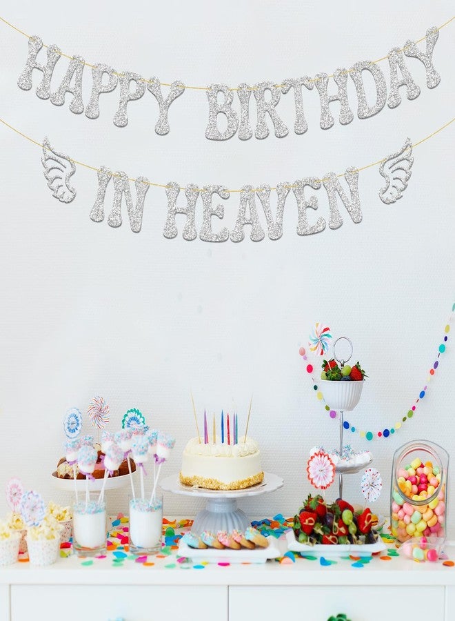 BOBYIYI Happy Birthday in Heavrn Banner Beautiful Tribute Decor for Loved Ones Paradise Wings Birthday Cake Decoration - Image 5