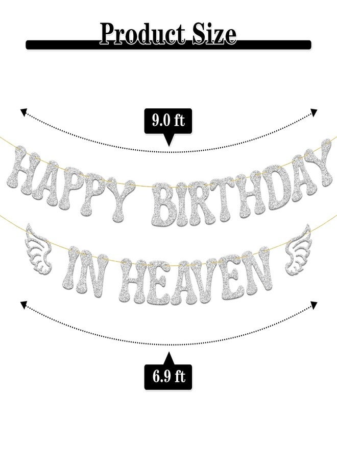 BOBYIYI Happy Birthday in Heavrn Banner Beautiful Tribute Decor for Loved Ones Paradise Wings Birthday Cake Decoration - Image 2