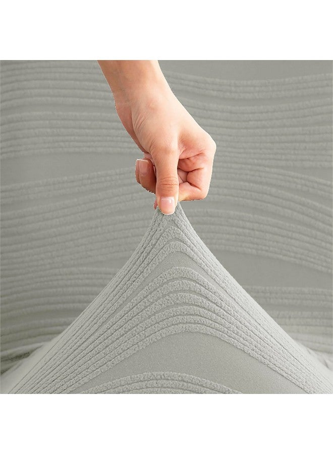 House of Quirk Stretchy Universal Jacquard Waterproof Chair Cover Removable & Washable Short Dining Chair Cover Protector Seat Slipcover (Light Grey,Pack of 4) - Image 5