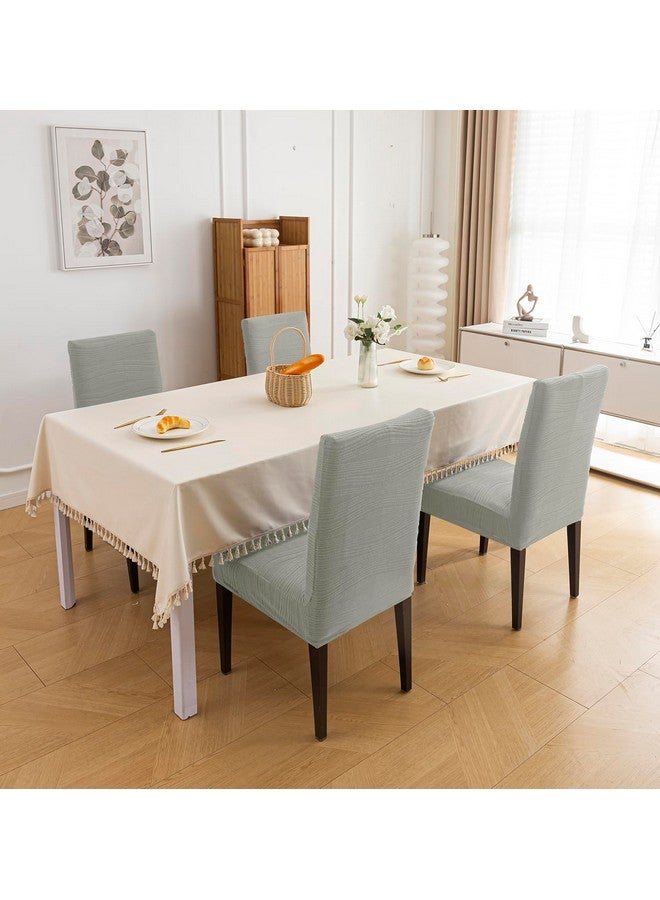 House of Quirk Stretchy Universal Jacquard Waterproof Chair Cover Removable & Washable Short Dining Chair Cover Protector Seat Slipcover (Light Grey,Pack of 4) - Image 3