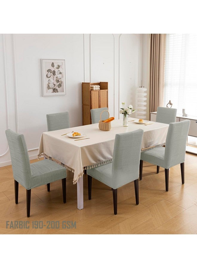 House of Quirk Stretchy Universal Jacquard Waterproof Chair Cover Removable & Washable Short Dining Chair Cover Protector Seat Slipcover (Light Grey,Pack of 4) - Image 4