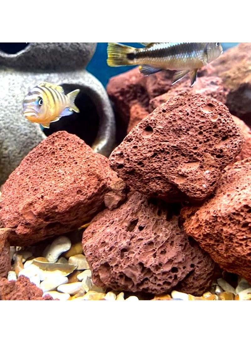 حجر بركاني أحمر طبيعي (500 جم، 80–150 مم) صخر مزخرف مسامي للأحواض المائية والتيراريوم وتنسيق الحدائق - Image 2