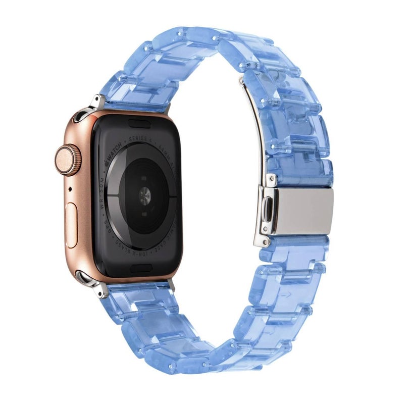 LL Blue Resin Bracelet Strap Smartwatch Band Compatible with Apple Watch with Adjustable Fit Replacement Strap for Daily Wear - Image 1