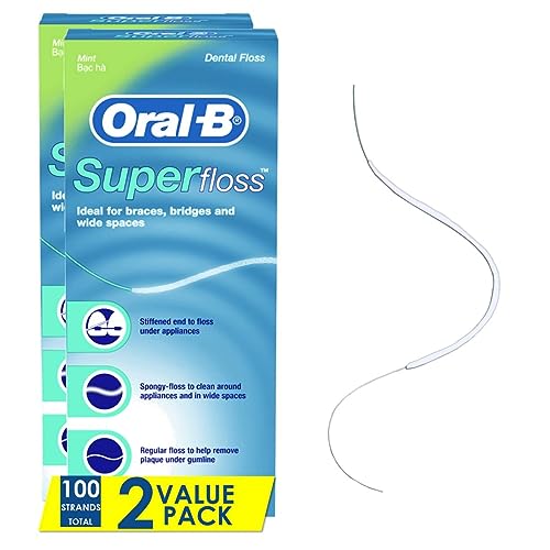 Oral-B OralB Dental Floss for Braces Super Floss PreCut Strands Mint 50 Count Pack of 2 - Image 1