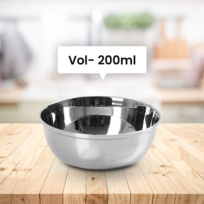 Kuber Industries Stainless Steel Bowl Kitchen Set | Durable & Wobble Free Base | Rust Proof, Easy to Clean & Store | Essential Indian Dinnerware & Crockery | Steel Bowl Set of 6 - Image 2