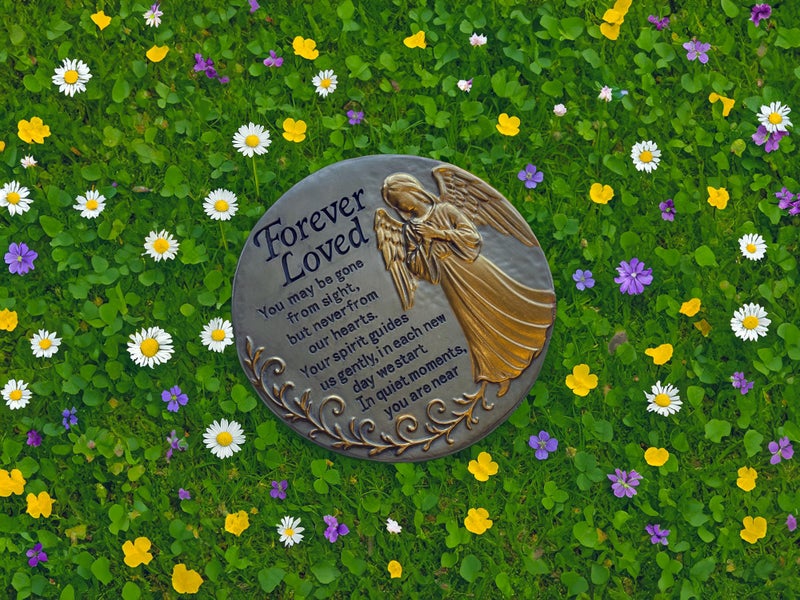 VEOJEIN Memorial Garden Stone, 9.45 Inch Round Stepping Stone with Angel Design, Outdoor Weather-Resistant Remembrance Decor - Image 3