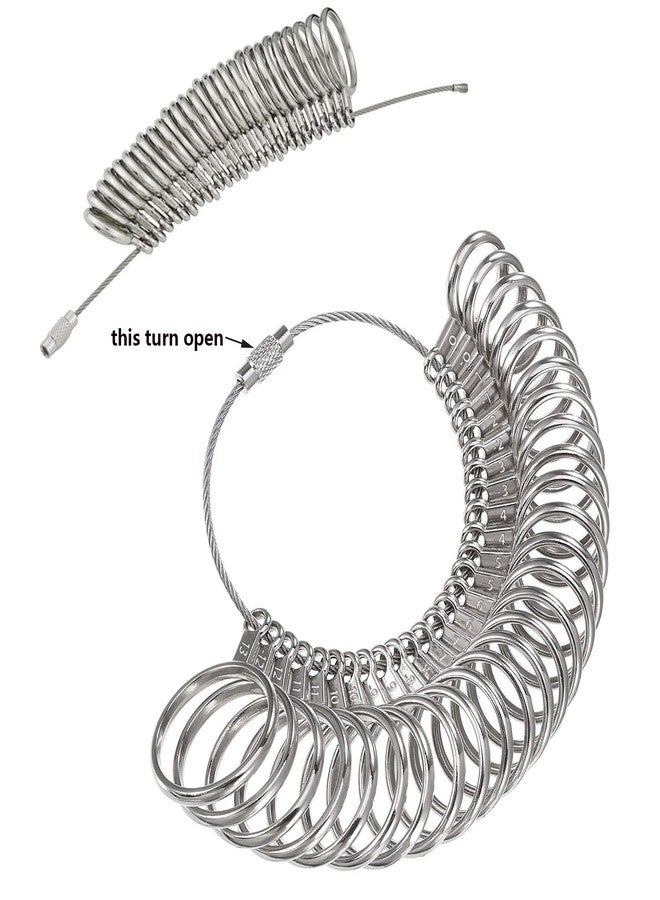 Grekywin 27 PCS Ring Size Kit, Ring Sizer Gauge Set Ring Mandrel US Size 0-13 Finger Measurement Scales Kit Jewelry Tools for Ring Size Measuring Rings Diameters Metal(White) - Image 5