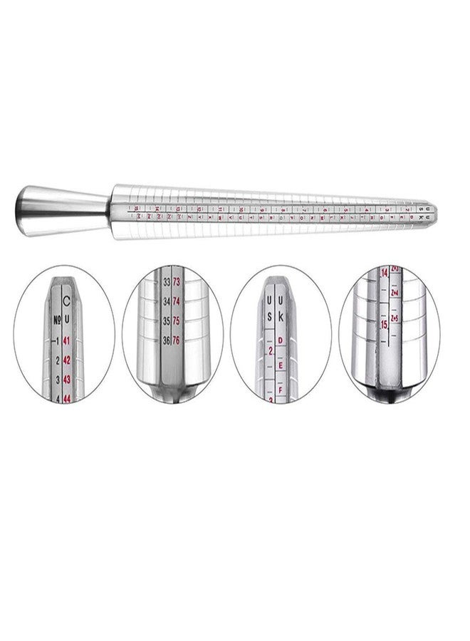 Grekywin 27 PCS Ring Size Kit, Ring Sizer Gauge Set Ring Mandrel US Size 0-13 Finger Measurement Scales Kit Jewelry Tools for Ring Size Measuring Rings Diameters Metal(White) - Image 2