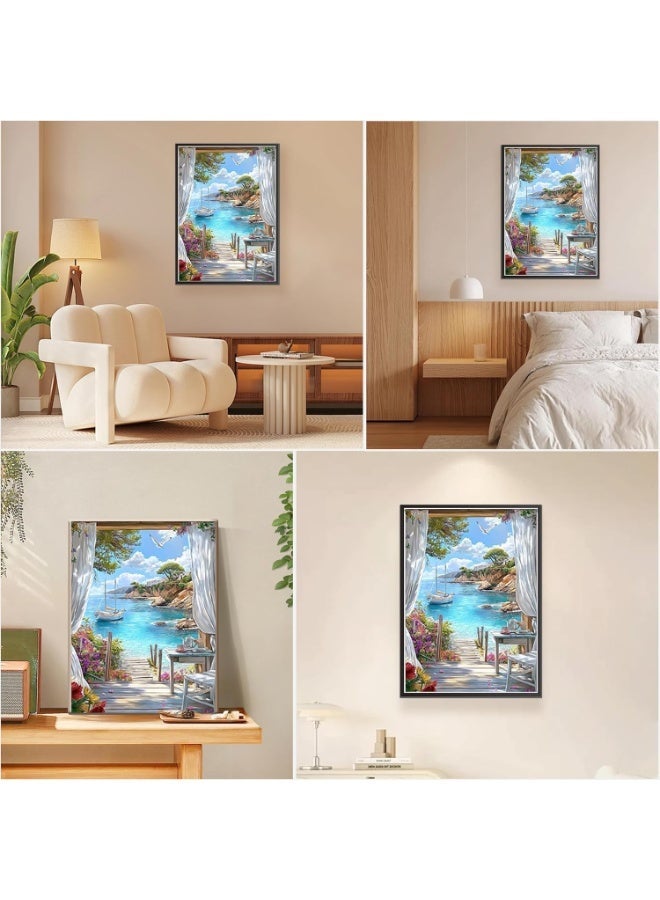 ChicAbode Framed Paint by Numbers Kit for Adults, Seaview Landscape DIY Art, Stretched Canvas, Home Wall Decor, 12x16 Inch - Image 3