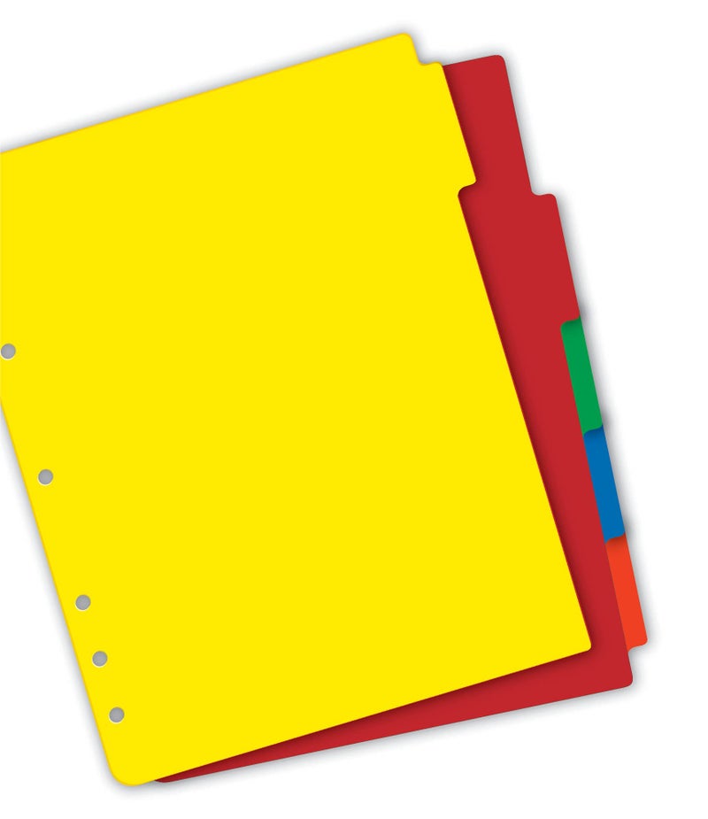 Avery Heavy-Duty Plastic Dividers for 3 Ring Binders and 7 Ring Binders, 5-Tab Set, Multicolor with White Labels, 1 Set (23080) - Image 4