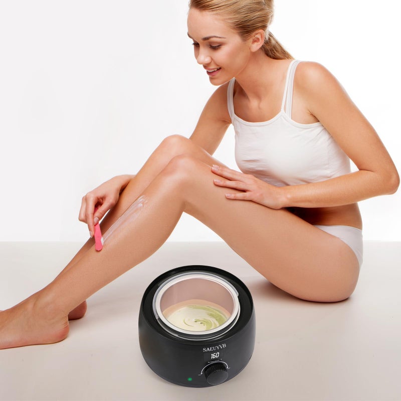 SAEUYVB Professional Digital Wax Warmer with Lid and 16oz Pot for Hair Removal (Black) - Image 3