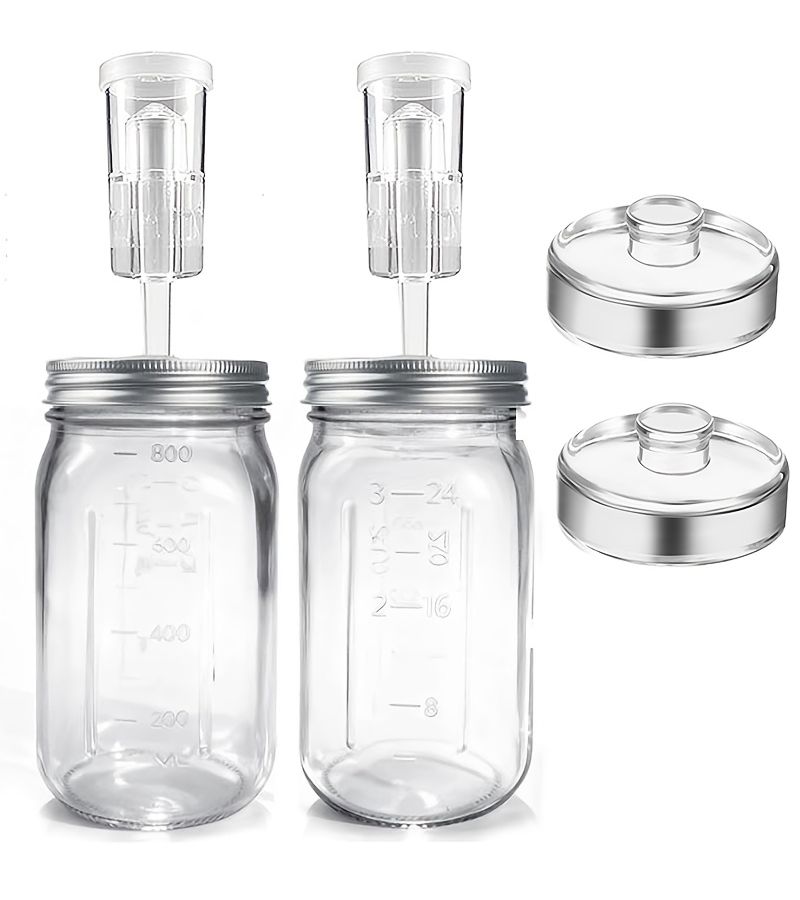 Set Of 2 32 Oz Glass Mason Jars With Two Handles Glass Weights For Pickling And Fermenting Kit - Image 3