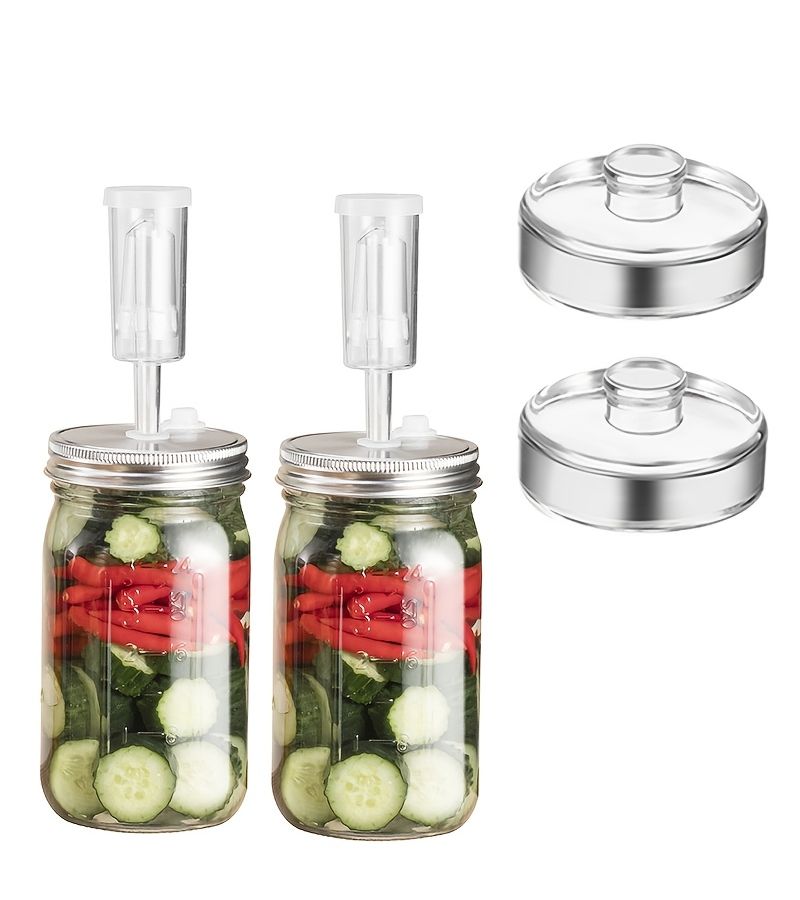 Set Of 2 32 Oz Glass Mason Jars With Two Handles Glass Weights For Pickling And Fermenting Kit - Image 2