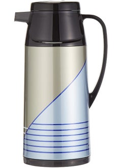 Peacock Vacuum Flask Tea Coffee Glass Liner Thermos Japan with Button Blue 1.6Ltr  - Image 1