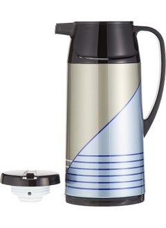 Peacock Vacuum Flask Tea Coffee Glass Liner Thermos Japan with Button Blue 1.6Ltr  - Image 2