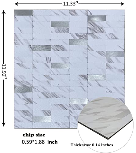 XUANINY Peel and Stick Tile Backsplash Self- Adhesive Wall Tiles Aluminum Mosaic Sticker for Kitchen (11.33"x11.92" Per Sheet, Pack of 10 pcs) (White Marble) - Image 4