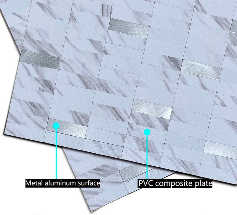 XUANINY Peel and Stick Tile Backsplash Self- Adhesive Wall Tiles Aluminum Mosaic Sticker for Kitchen (11.33"x11.92" Per Sheet, Pack of 10 pcs) (White Marble) - Image 3