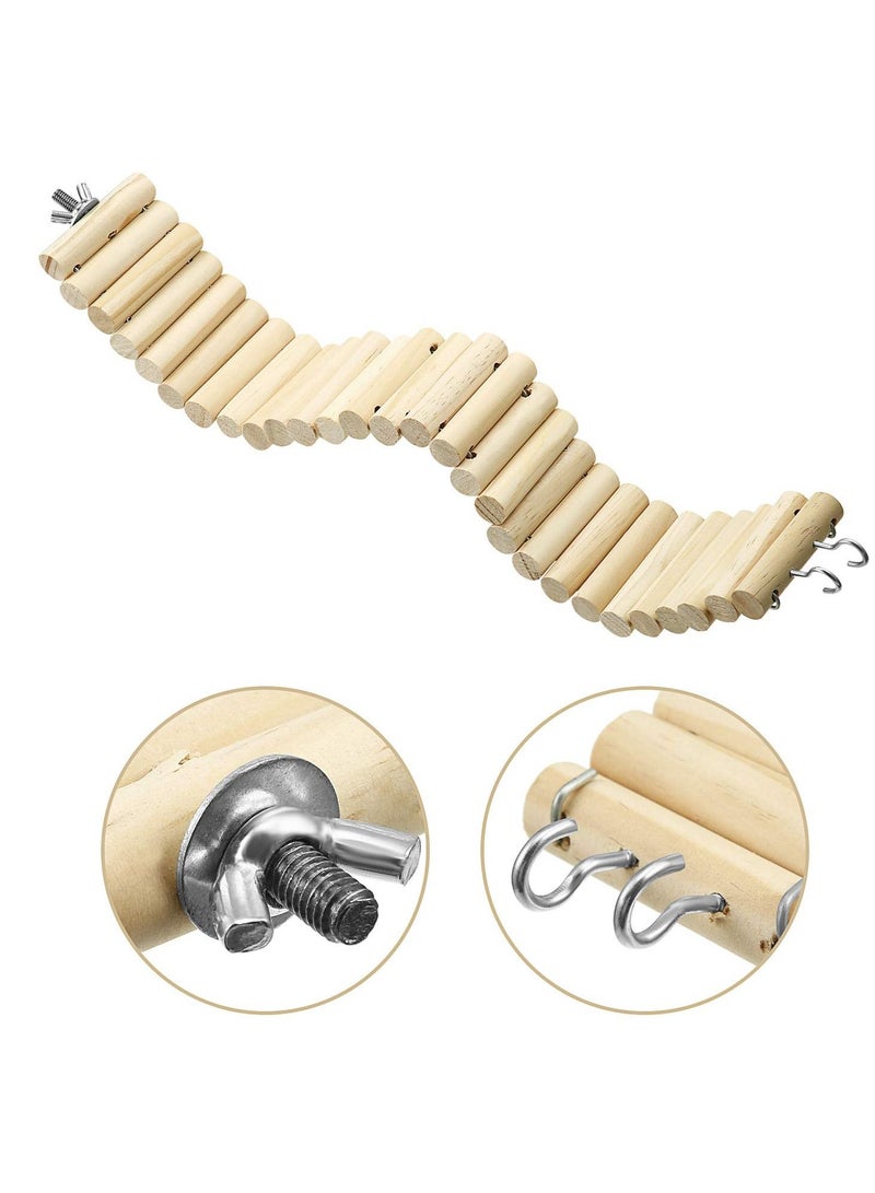 سيوسي، قطعتان من جسر سلم الحيوانات الأليفة الخشبي، لعبة جسر خشبي قابل للانحناء لسنجاب فأر الهامستر والحيوانات الصغيرة الأخرى، موطن قفص الحيوانات الأليفة - Image 5