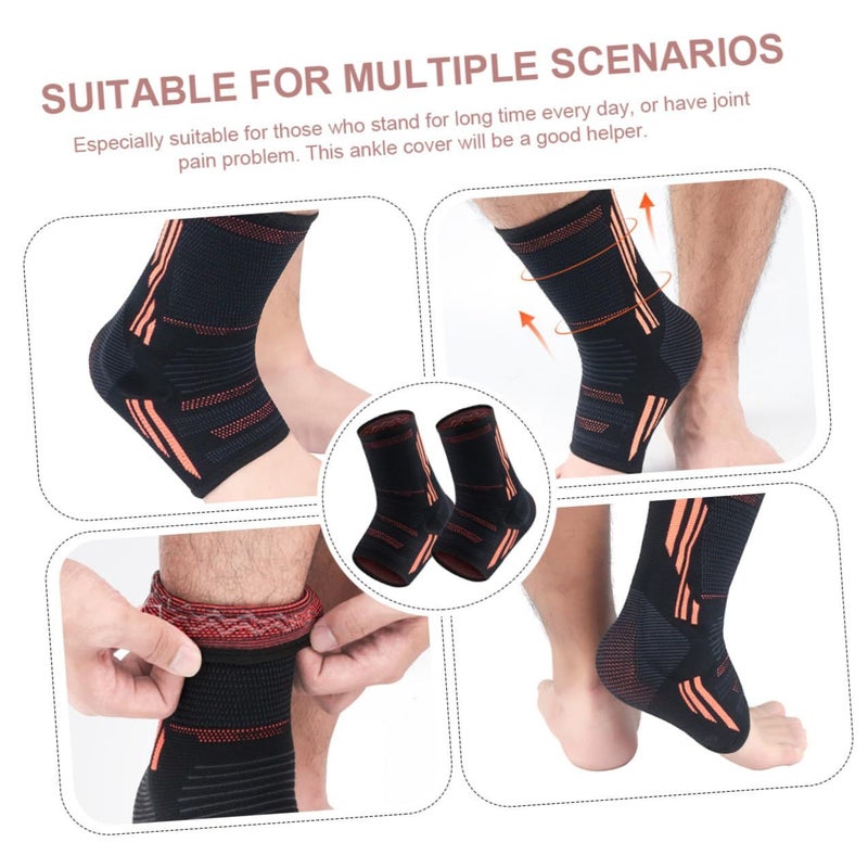 Black Elastic Ankle Support Sleeves Pair Sweat Absorption Anti Slip Injury Prevention - Image 4