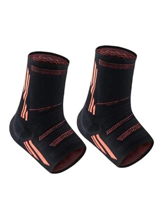 Black Elastic Ankle Support Sleeves Pair Sweat Absorption Anti Slip Injury Prevention - Image 1
