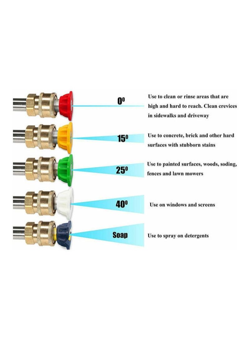 AQSON 5-Piece High Pressure Power Washer Spray Nozzle Kit Multicolour - Image 4