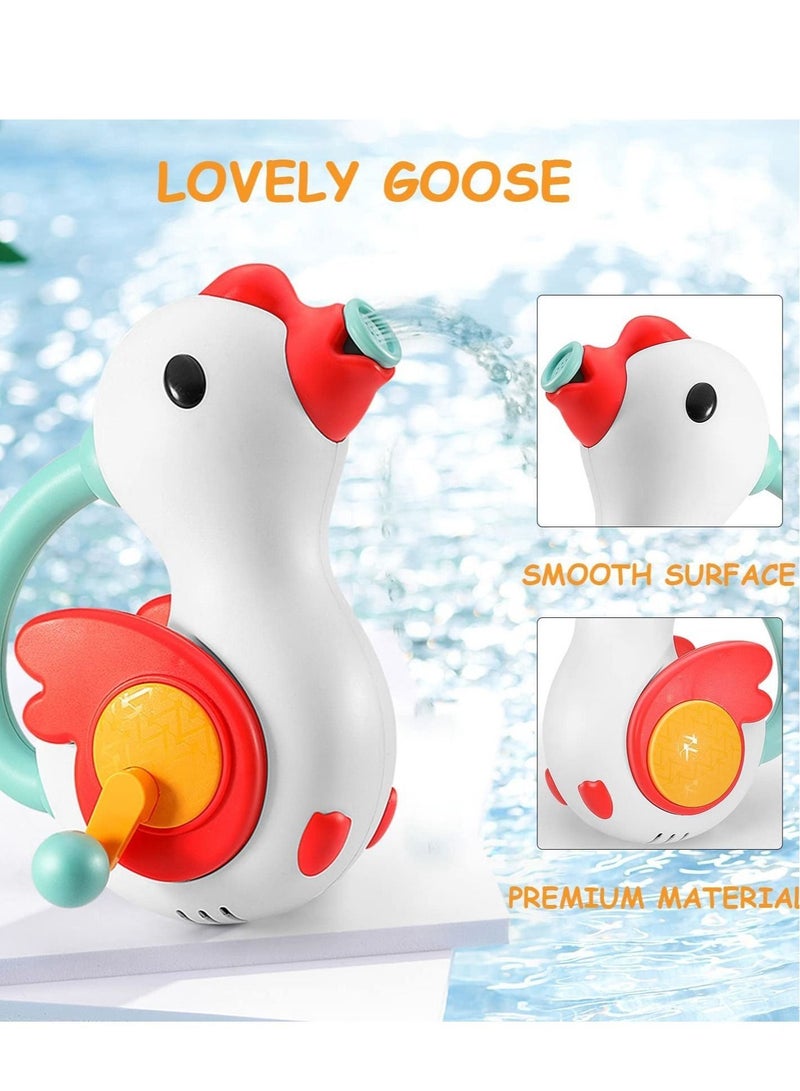 Baby Bathtub Toys Swan Shape Hand-cranked Sprinkler Bathtub Swimming Pool Water Spray Toys Children Bathroom Accessories for 1-8 Years Old Girls Boys - Image 2