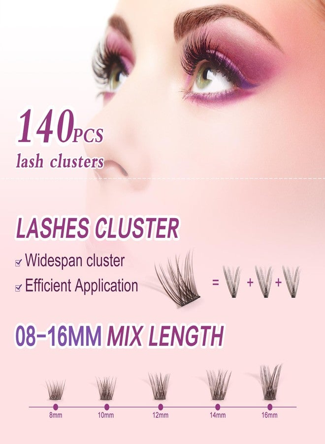 NMKL38 168 PCS Lash Clusters Kit Natural Individual Clusters False Eyelashes, Lash Extension Kit with Bond & Seal, Remover, Tweezers, 8-16MM DIY Eyelash Extension - Image 3