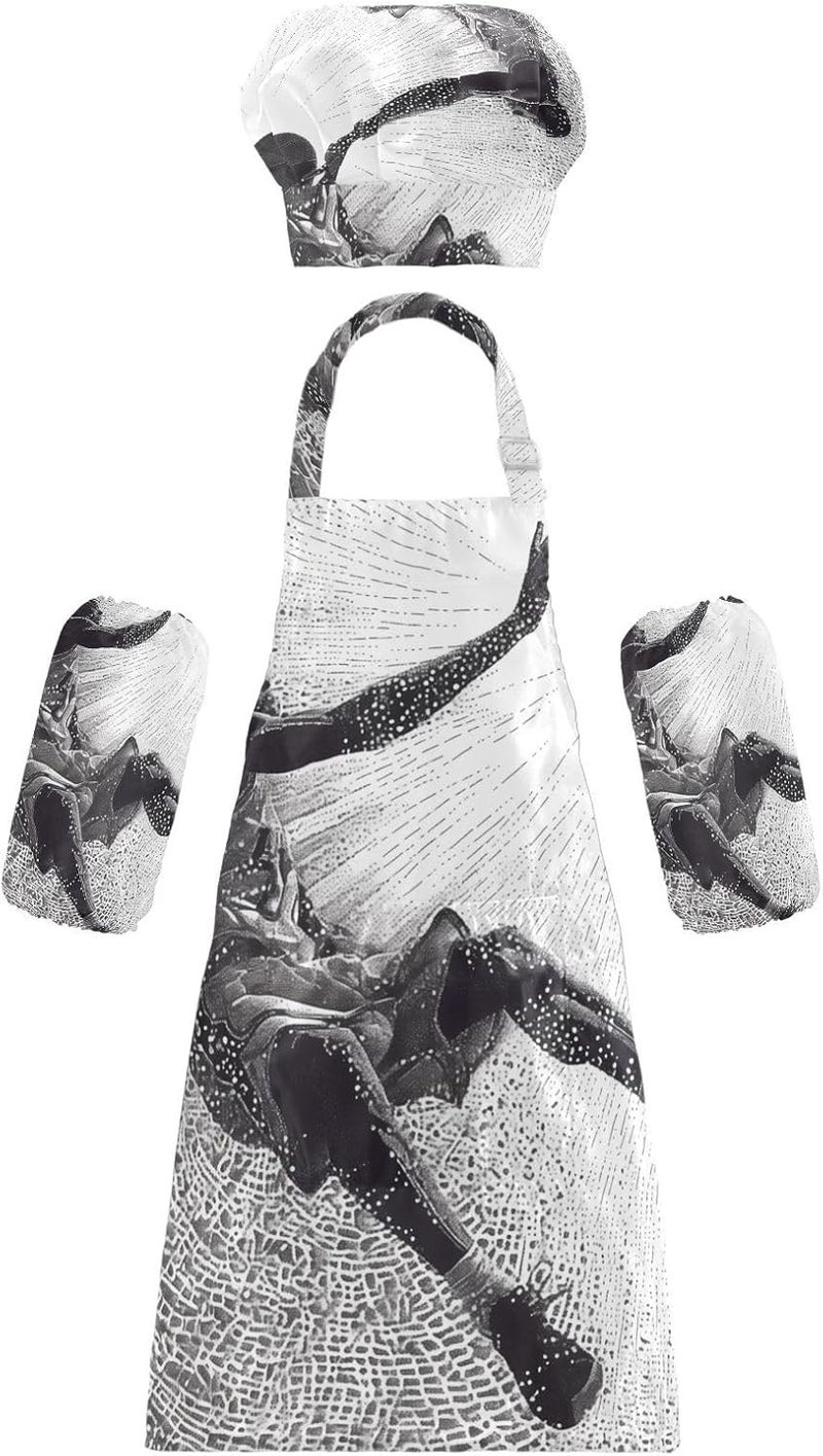 KLL kids Apron Chef Hat Set Funny Basketball Player Radiating Line Art Cooking Aprons Toddler Chef Hat Set for Children 3-12 - Image 1