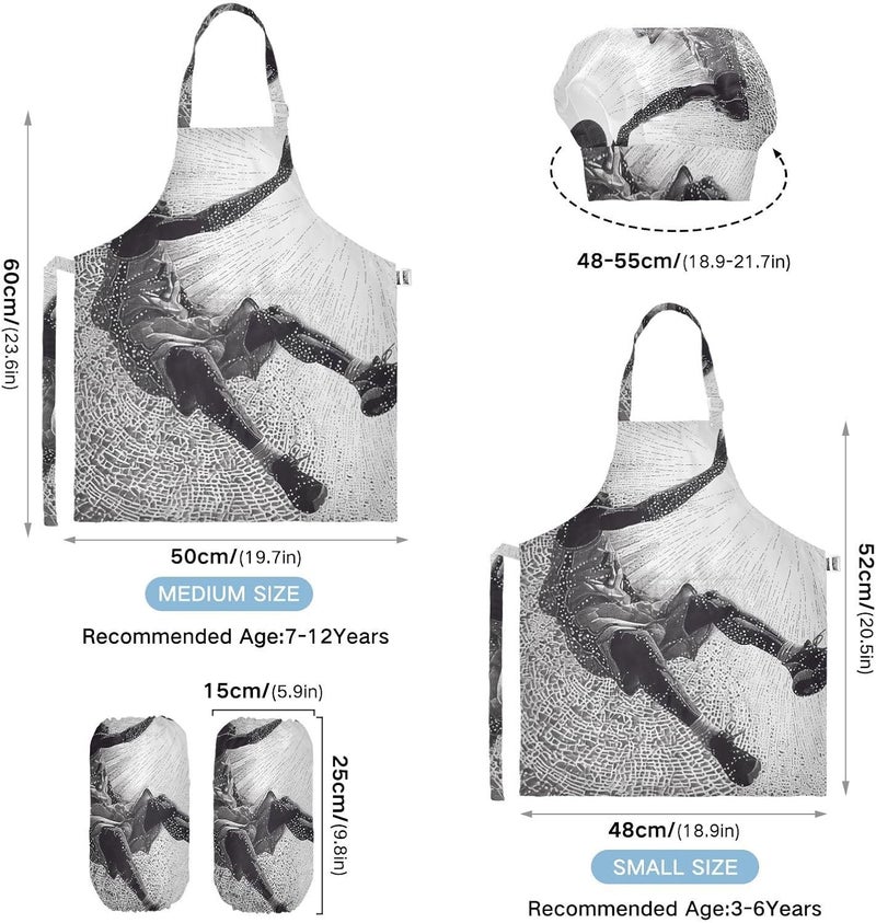 KLL kids Apron Chef Hat Set Funny Basketball Player Radiating Line Art Cooking Aprons Toddler Chef Hat Set for Children 3-12 - Image 3