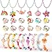 BeAndge Little Girl Jewelry Set Princess Jewelry for Toddler Girls 46 35 Gifts for 5 Year Old Girls Toys Kids Play Necklaces Rings Bracelets 68 Mermaid Costume Dress Up Jewelry 3 4 6 7 Childrens Gift - Image 3