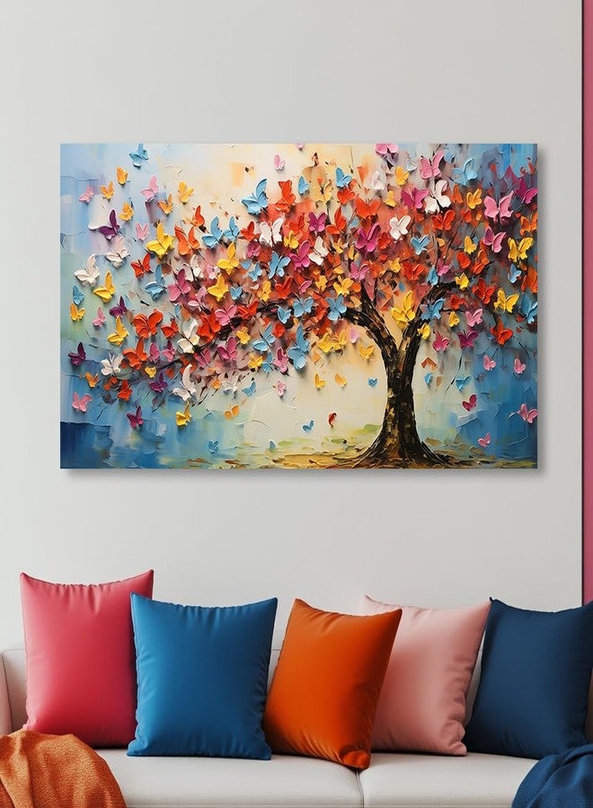 IDAFU Butterfly Tree Canvas Wall Art Colorful Tree of Life Canvas Oil Painting Prints for Living Room Office Abstract Butterfies Tree Wall Décor Artwork Family Bedroom Farmhouse Décor,Ready to Hang (16x32 Inches) - Image 4