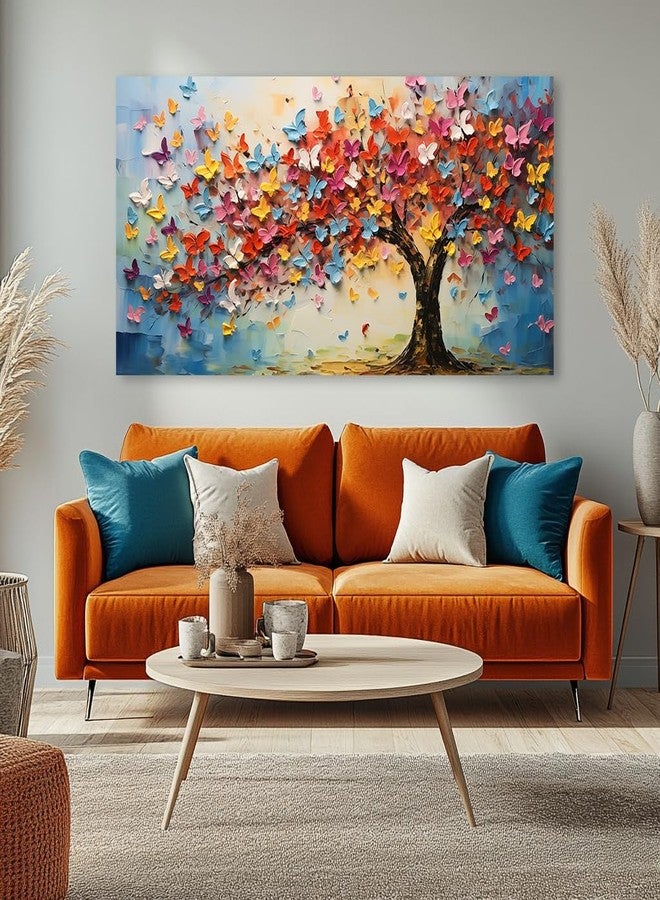 IDAFU Butterfly Tree Canvas Wall Art Colorful Tree of Life Canvas Oil Painting Prints for Living Room Office Abstract Butterfies Tree Wall Décor Artwork Family Bedroom Farmhouse Décor,Ready to Hang (16x32 Inches) - Image 2
