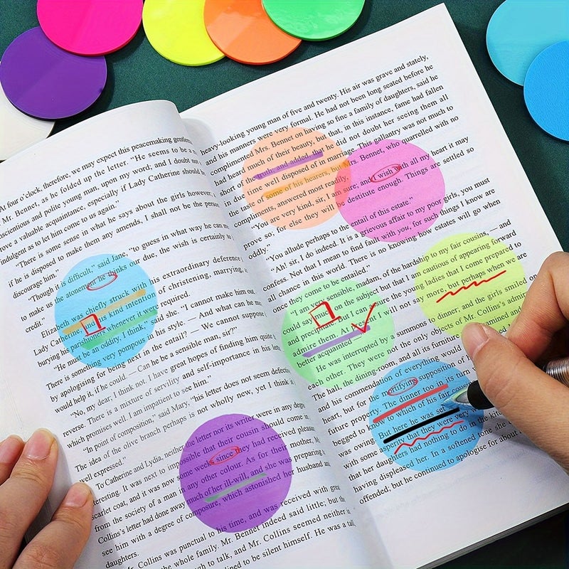 Morandi Color Transparent Sticky Notes 100 Sheets Cute Round Tabs for Journals School Office - Image 2