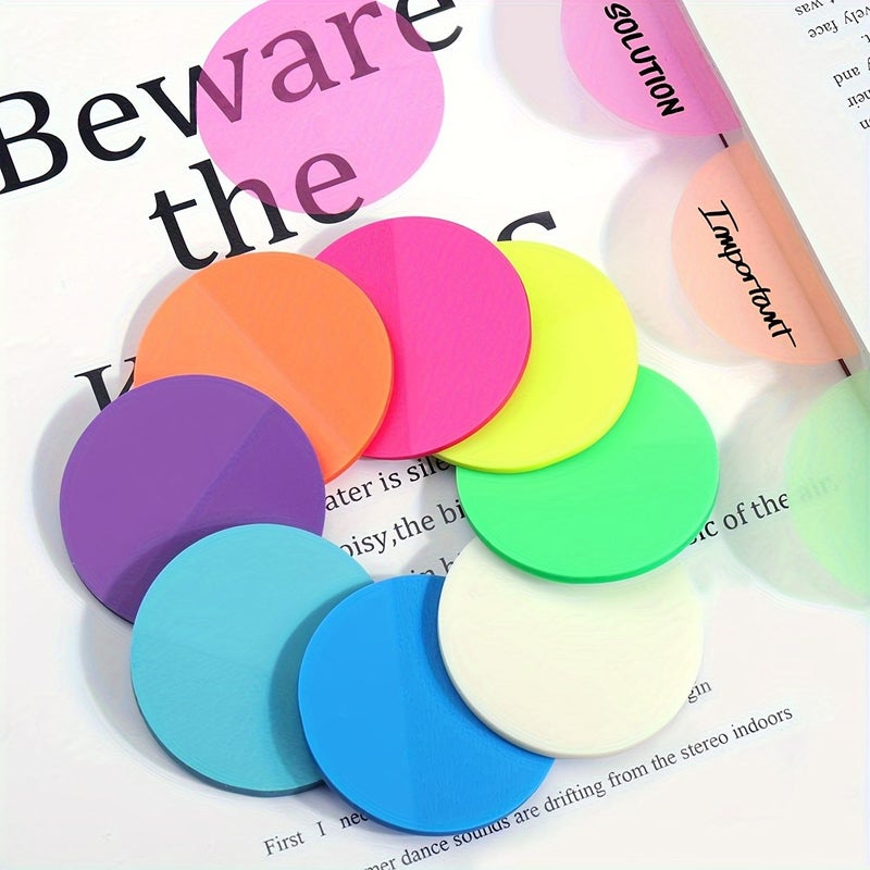 Morandi Color Transparent Sticky Notes 100 Sheets Cute Round Tabs for Journals School Office - Image 1