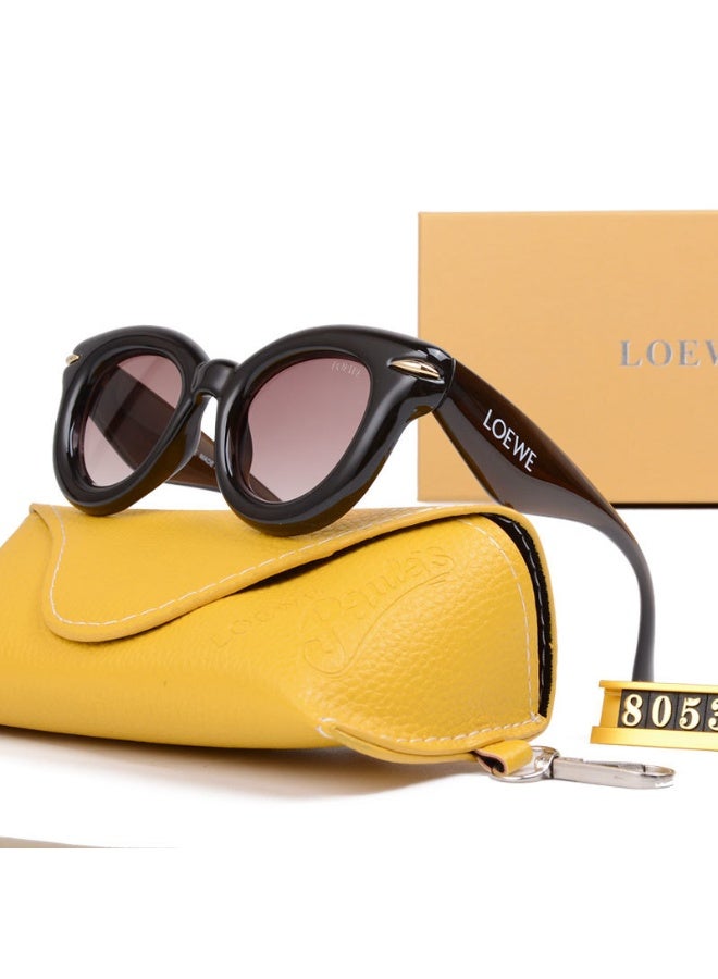 Loewe Black Round Sunglasses with Pink Gradient Lenses and Branded Case