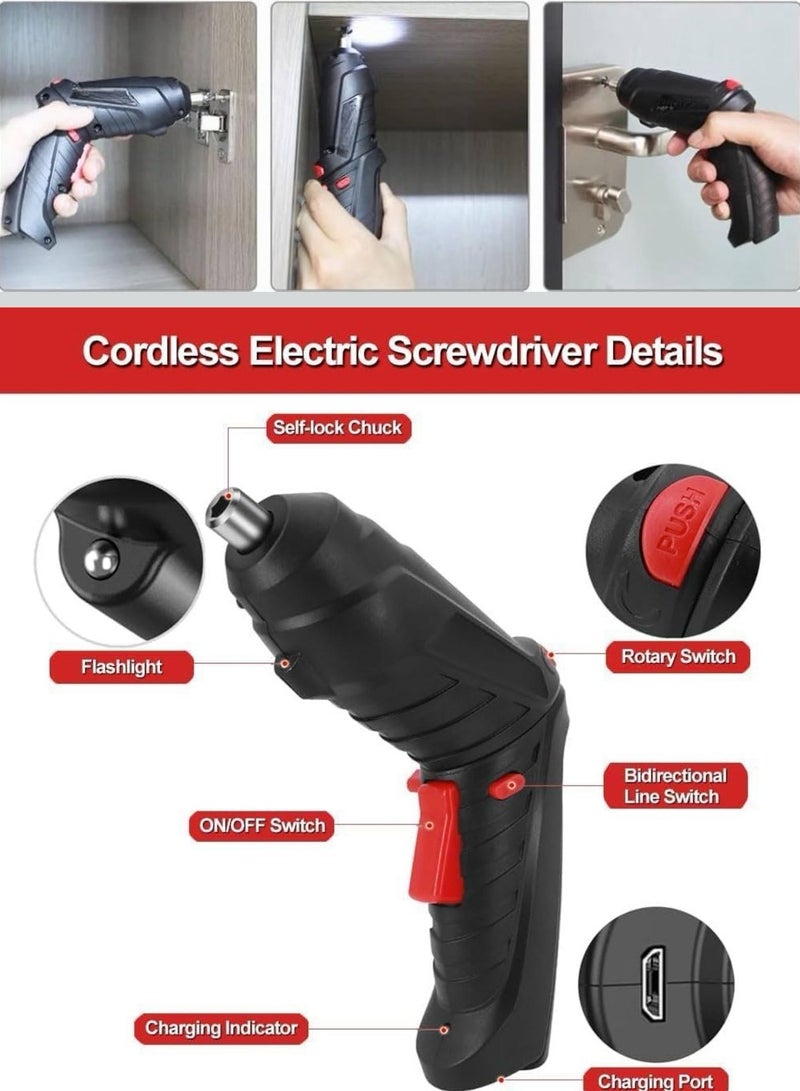 Cordless Screwdriver Rechargeable, Slectric Screwdriver Kit, Portable Home Use Power Screwdriver Set, All In One Tool (Complete Set) - Image 5