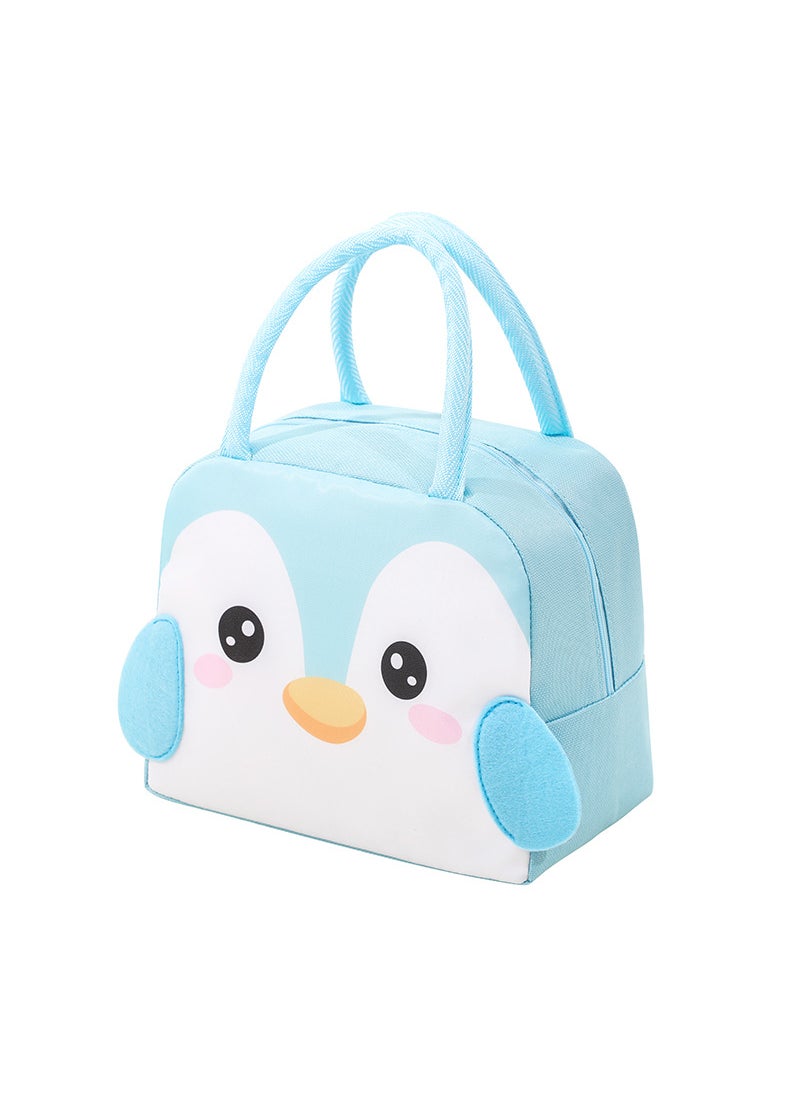 Generic Cute Cartoon Insulated Lunch Bag 3D light blue penguin 