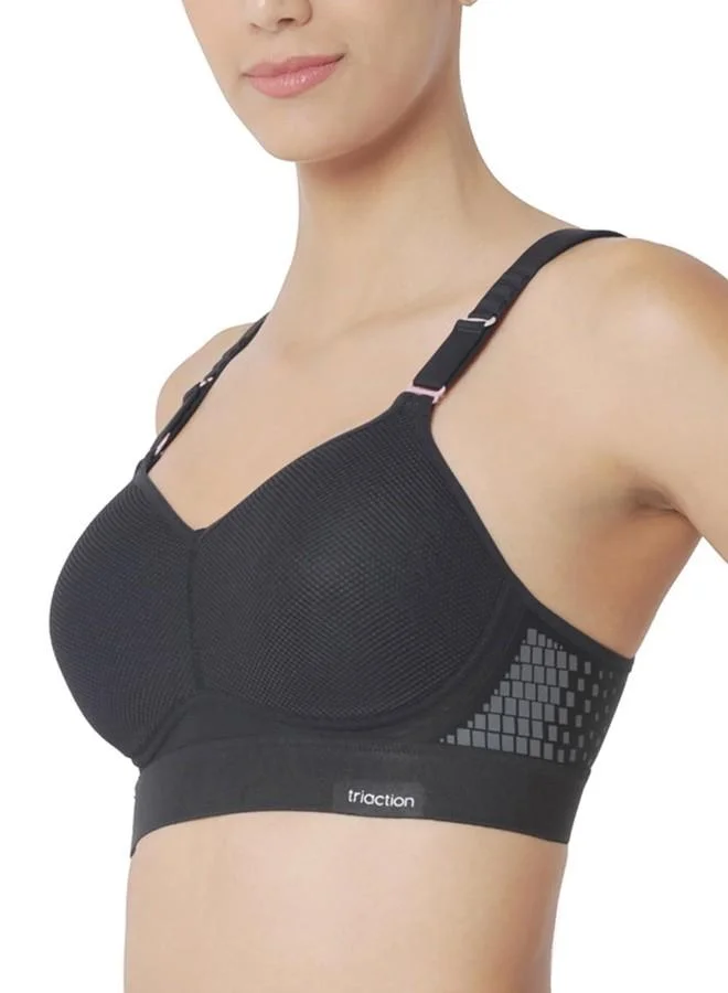 ترايامف Triumph Triaction Hybrid Lite Bra for Women Padded Sports Non Wired Adjustable Straps Most Wicking Fabric Stretch - Fit Band Medium Coverage Multicoloured Black 36C Pack of 1