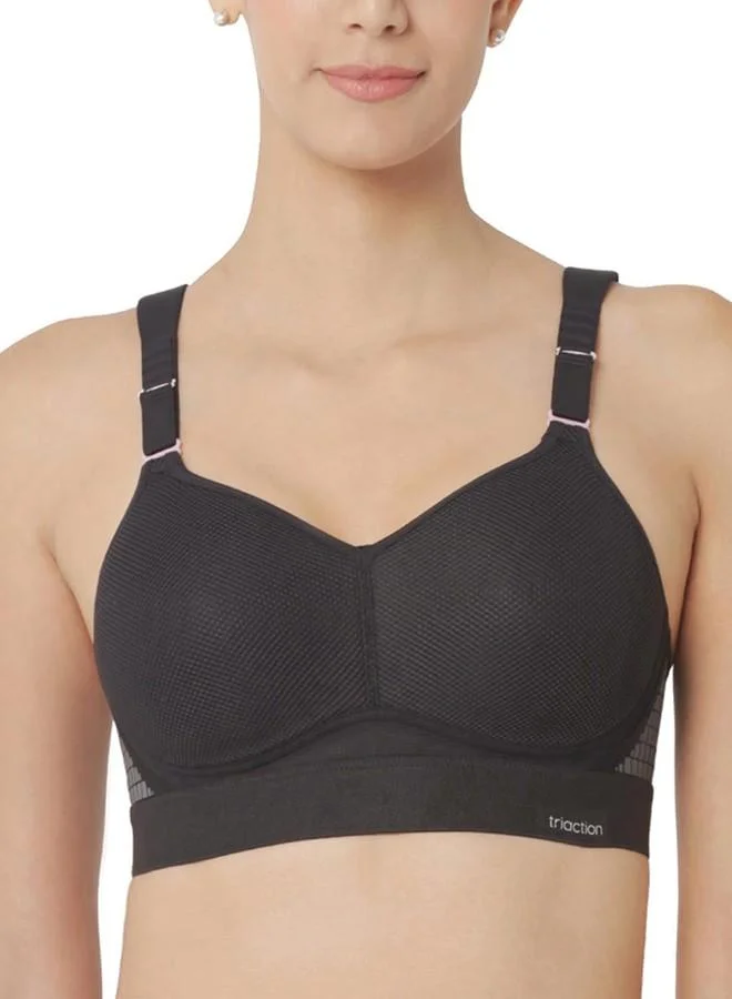 ترايامف Triumph Triaction Hybrid Lite Bra for Women Padded Sports Non Wired Adjustable Straps Most Wicking Fabric Stretch - Fit Band Medium Coverage Multicoloured Black 36C Pack of 1